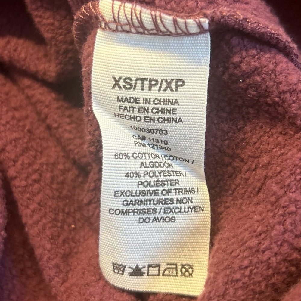 Garage Women’s Burgundy Distressed Cropped Hoodie, Size XS - Picture 10 of 11